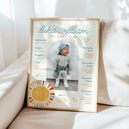 Undertecknet Boho Sol första födelsedag Poster