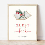 Undertecknet Bok i gästgästen för julbarn Poster<br><div class="desc">Redigerbar julklapp för helgdag tematiska babyduschar,  födelsedagsfester eller evenemang</div>