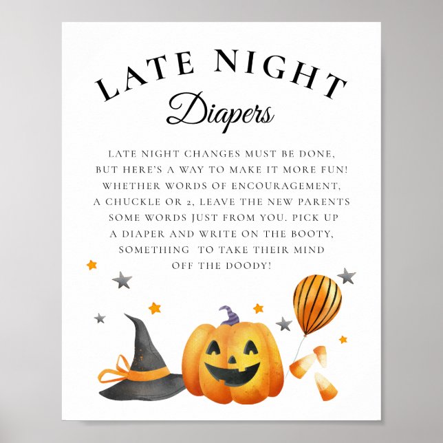 Undertecknet Boo Halloween Baby Shower Late Night  Poster (Framsidan)