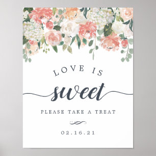 Undertecknet Bröllop Dessert Bord vid Blommigt i m Poster