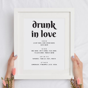 Undertecknet Bröllop Drink Pub   Drunk i Kärlek Poster
