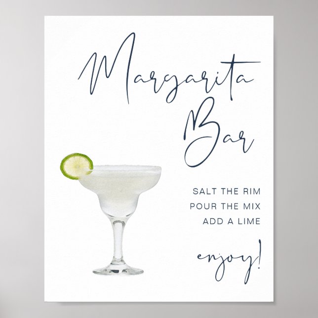 Undertecknet CAITLIN Navy Blue Modern Margarita Pu Poster (Framsidan)