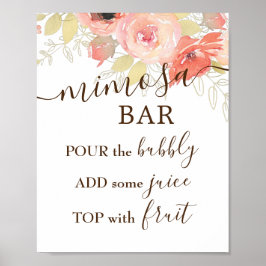Undertecknet Coral Rosa ros & Guld Bröllop Mimosa Poster