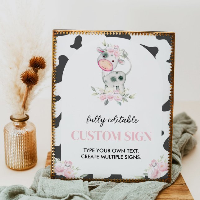 Undertecknet Cow Födelsedagsfest Bord Poster (Skapare uppladdad)