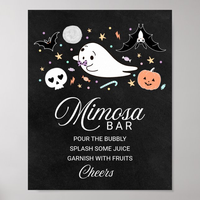 Undertecknet Cute Ghost Halloween Baby Shower Mimo Poster (Framsidan)