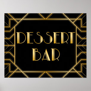 Undertecknet Dessert Pub Bröllop   Gatsby Art Deco Poster