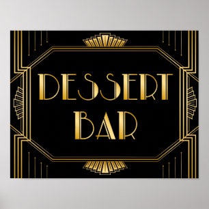 Undertecknet Dessert Pub Bröllop   Gatsby Art Deco Poster