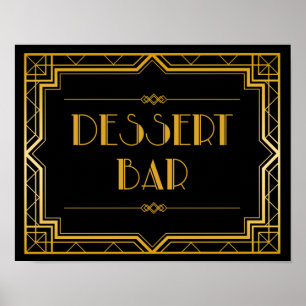 Undertecknet Dessert Pub Bröllop   Gatsby Art Deco Poster