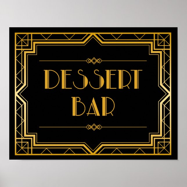Undertecknet Dessert Pub Bröllop | Gatsby Art Deco Poster (Framsidan)