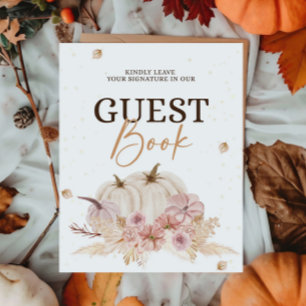 Undertecknet Fall Baby Shower Guest Bok Poster