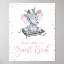 Undertecknet Flickelelefant, babystövel Guest Bok  Poster
