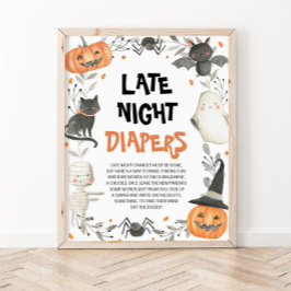 Undertecknet för den sena nattens blöjor för babys poster