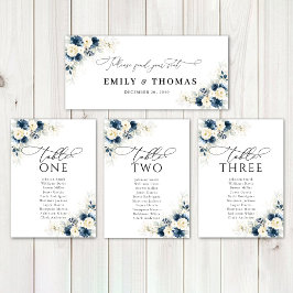 Undertecknet för flottblått och Vit ros Bröllop He