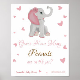 Undertecknet för Rosa Elephant Girl Baby Shower Poster