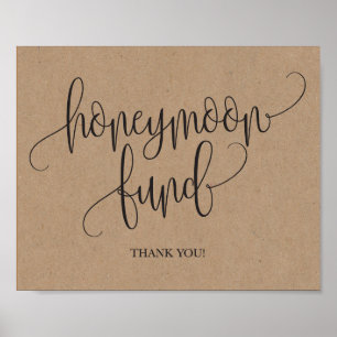 Undertecknet från Rustic Kraft Honeymoon Fund Bröl Poster