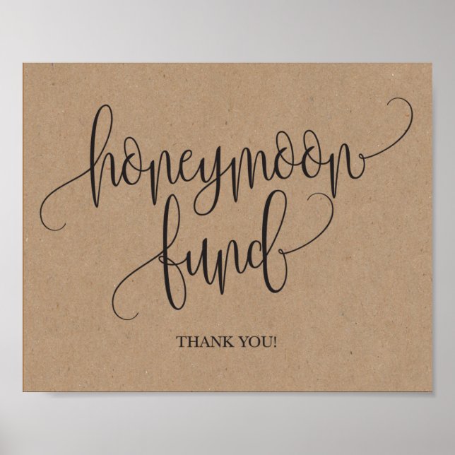 Undertecknet från Rustic Kraft Honeymoon Fund Bröl Poster (Framsidan)