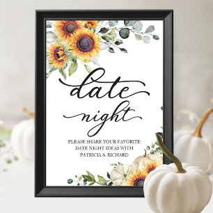Undertecknet Greenery Sunblommor fall Date Night B Poster