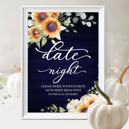 Undertecknet Greenery Sunblommor fall Date Night B Poster