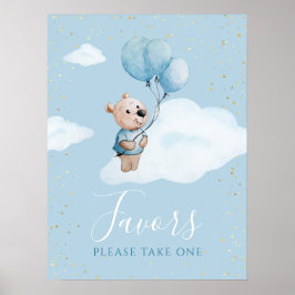 Undertecknet Guld Blue Favoriter för nalle Babyklä Poster