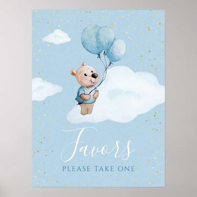 Undertecknet Guld Blue Favoriter för nalle Babyklä Poster (Framsidan)