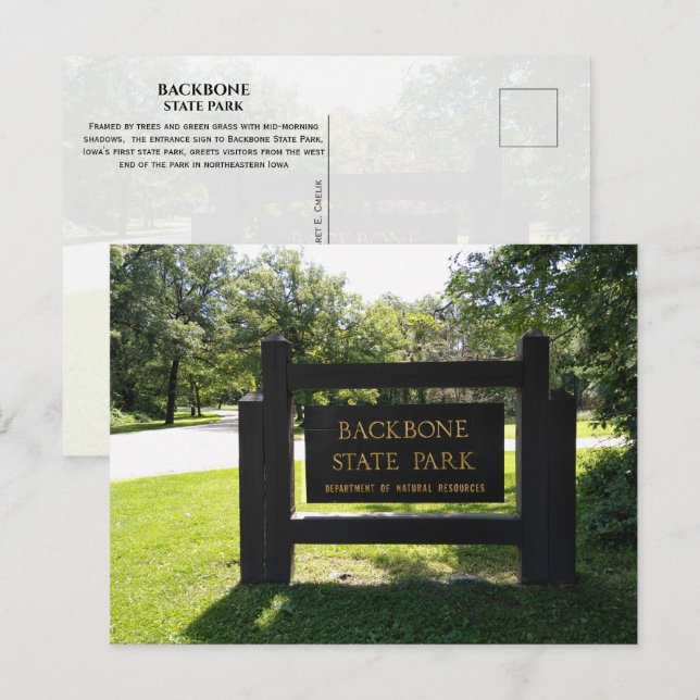 Undertecknet Iowa i Backbone State Park Entrance Vykort (Fram/baksida)