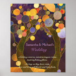 Undertecknet Kärlek Träd Lila Bröllop Poster
