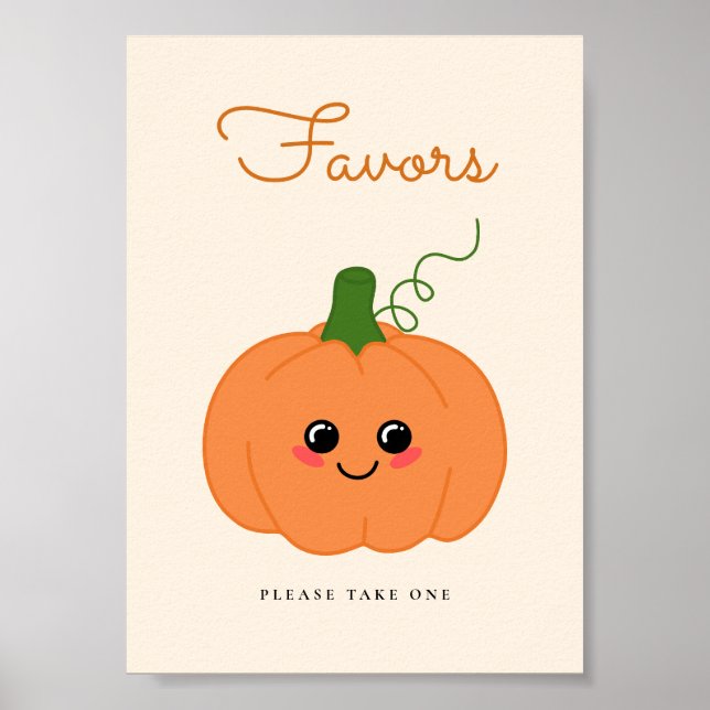 Undertecknet Little Cute Pumpkin Baby Shower Favor Poster (Framsidan)