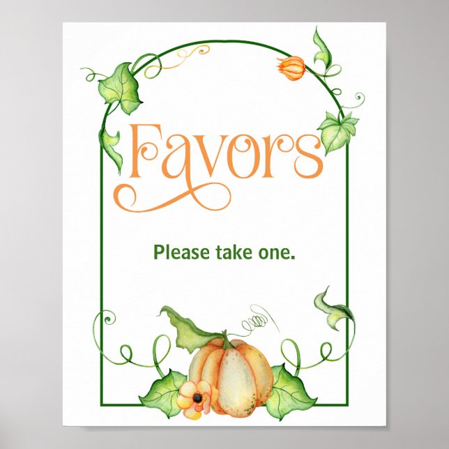 Undertecknet Little Pumpkin Baby Shower Favare Bor Poster (Framsidan)