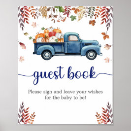 Undertecknet Little Pumpkin Baby Shower Guest Bok Poster