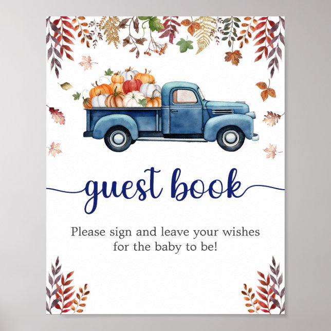 Undertecknet Little Pumpkin Baby Shower Guest Bok Poster (Framsidan)