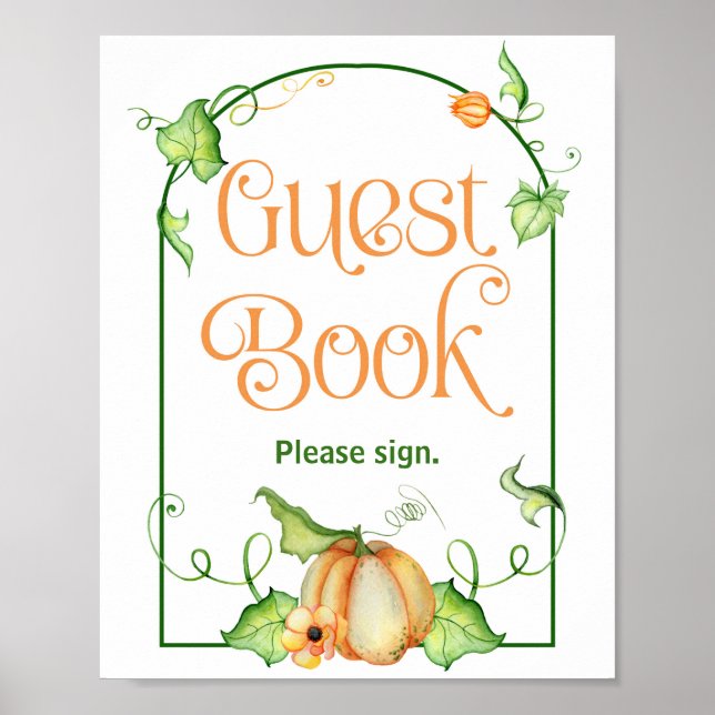 Undertecknet Little Pumpkin Baby Shower Guest Bok  Poster (Framsidan)