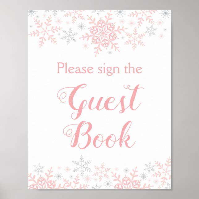 Undertecknet Little Snowflake Girl Baby Shower Gue Poster (Framsidan)