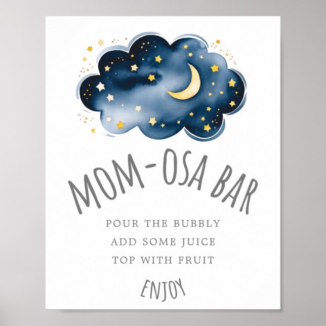 Undertecknet måne och Stars Baby Shower Mamma-osa  Poster (Framsidan)