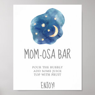 Undertecknet måne och Stars Baby Shower Mamma-osa Poster
