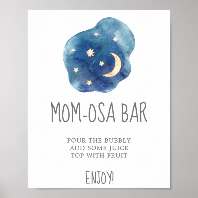 Undertecknet måne och Stars Baby Shower Mamma-osa  Poster (Framsidan)