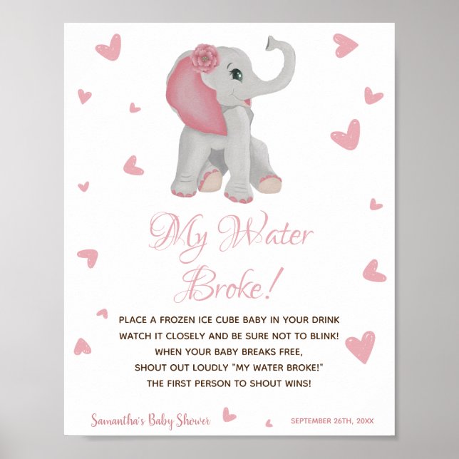 Undertecknet Min Fattiga Rosa  Baby Shower på Vatt Poster (Framsidan)