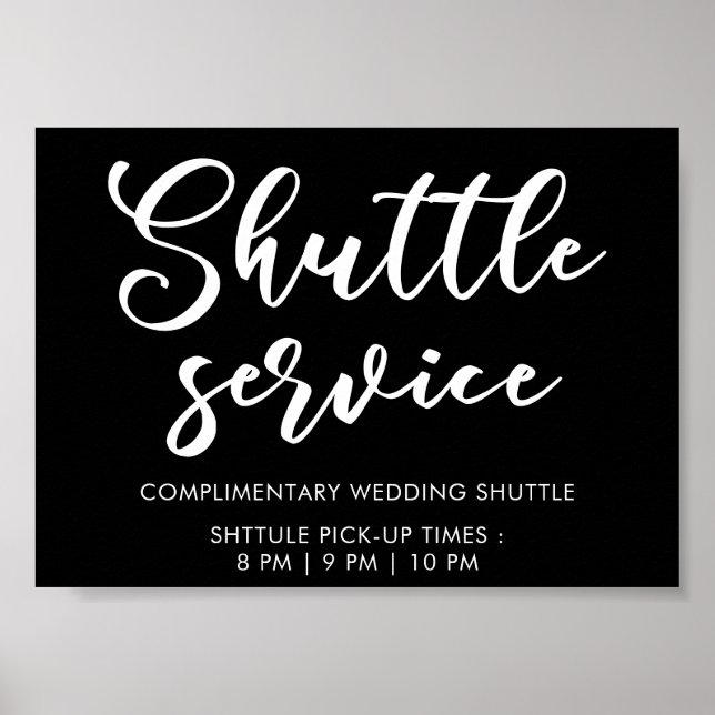 Undertecknet Modern Minimal Script Shuttle Service Poster (Framsidan)