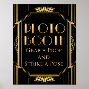 Undertecknet Photo Booth Bröllop   Gatsby Art Deco Poster
