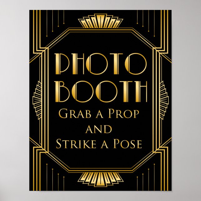 Undertecknet Photo Booth Bröllop | Gatsby Art Deco Poster (Framsidan)