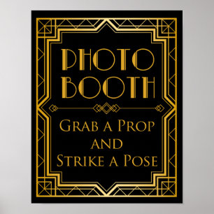 Undertecknet Photo Booth Bröllop   Gatsby Art Deco Poster