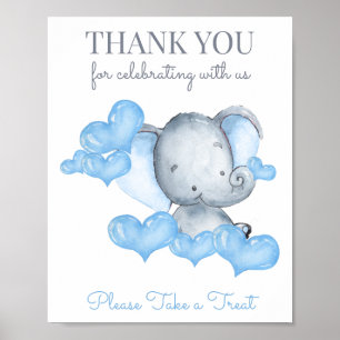 Undertecknet pojke Elephant Baby Shower Favor Bord Poster