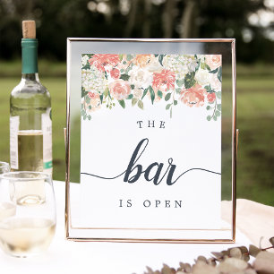 Undertecknet "Pub är öppet" i Bröllop under Blommi Poster