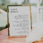 Undertecknet Pub Cake Menu för den minimalistiska  Poster<br><div class="desc">Det här är ett modernt menytecken för tårta i elegant bröllop med minimalistisk layout och ett vackert, modernt teckensnitt. Alla färg kan redigeras. // Sök "HARLOW" i nikole Zazzle-butiken efter matchande design. * Om du tycker om den här designen men inte ser den tillgänglig för något du är tittar för,...</div>