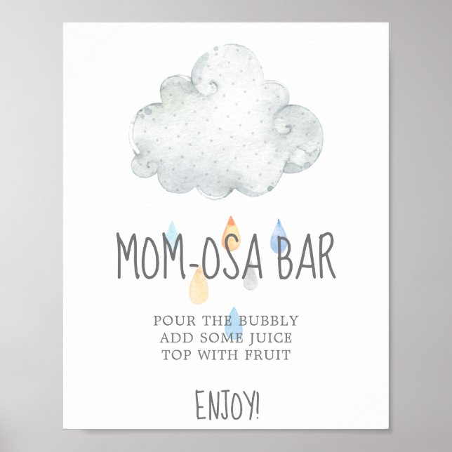 Undertecknet Rain Cloud Boy Baby Shower Mamma-osa  Poster (Framsidan)