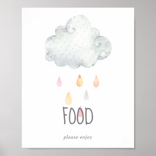 Undertecknet Rain Cloud Girl Baby Shower Food Bord Poster