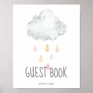 Undertecknet Rain Cloud Girl Baby Shower Guest Bok Poster