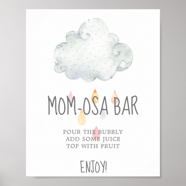 Undertecknet Rain Cloud Girl Baby Shower Mamma-osa Poster (Framsidan)