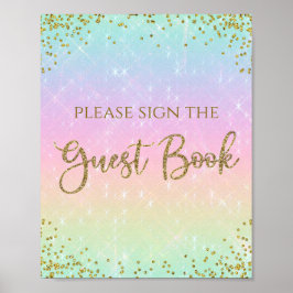 Undertecknet Rainbow Baby Shower Guest Bok Bord Poster