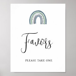 Undertecknet Rainbow Pojke Favors Baby Shower Poster