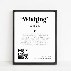 Undertecknet Retro Wishing well Honeymoon Fund Brö Poster
